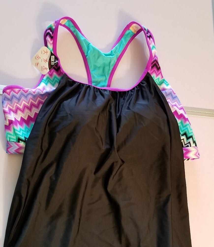 purple & black zeroxposur swim top